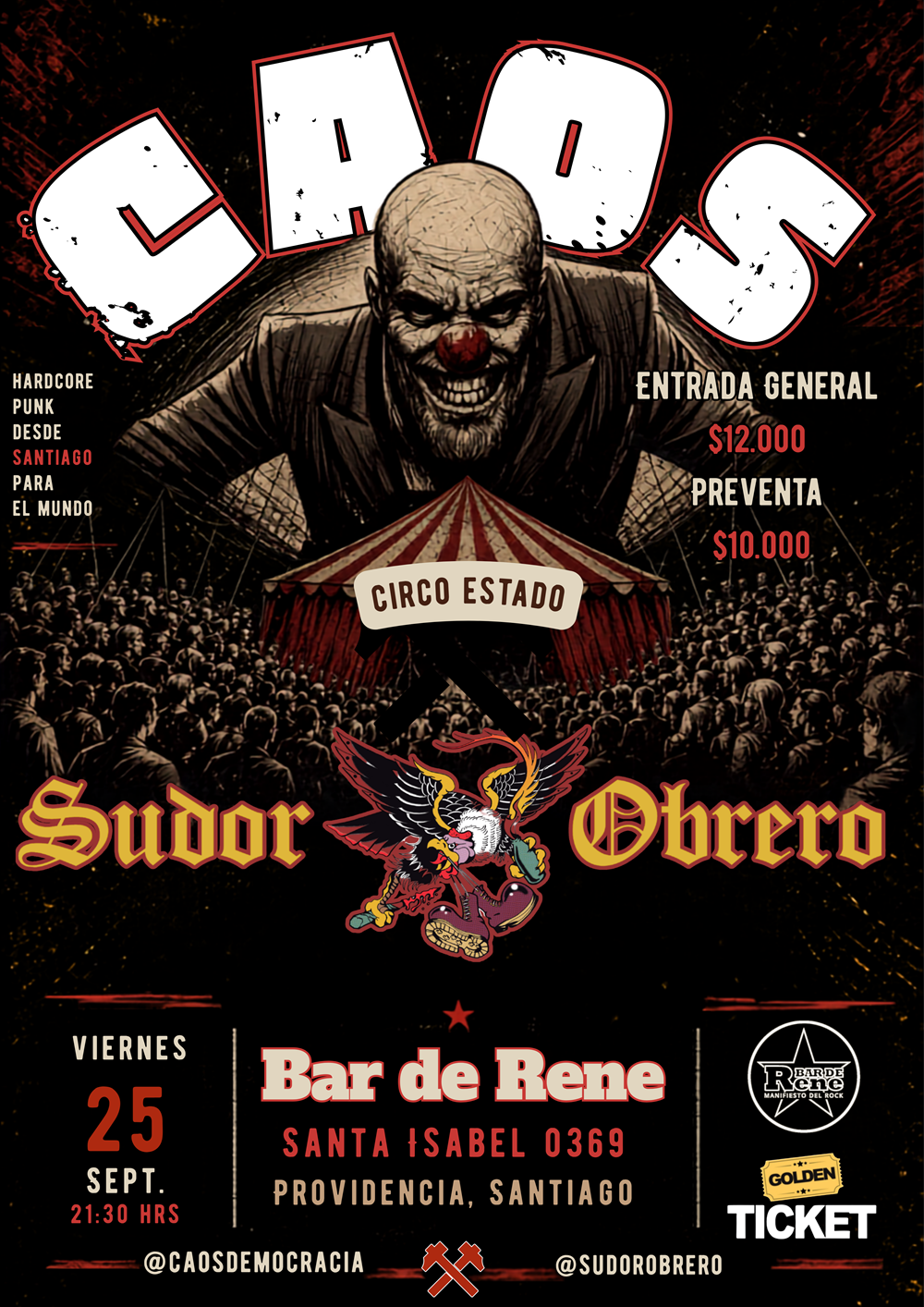 Caos agenda fecha en Bar de René para este 25 de septiembre